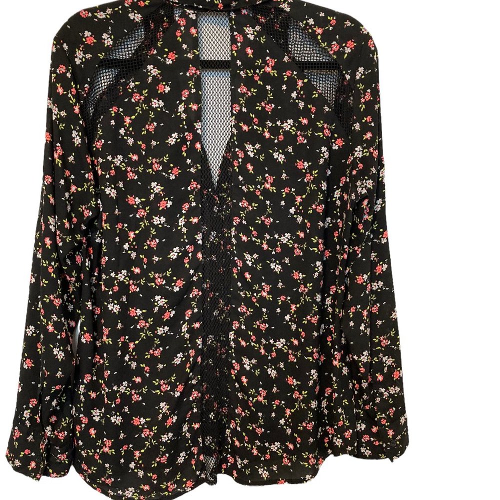 Pre-owned Express Portofino Floral Print Perforated Design M